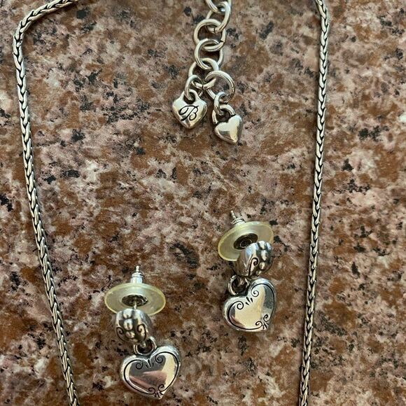 Brighton vintage scrolled moving heart pendant necklace‎ and matching earrings - Picture 4 of 7